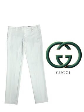 Gucci ecru off white low rise pants slimming ankle pants Size 42 US Size 6